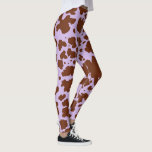 Modern Lilac Purple and Brown Cow Fur Print Leggings<br><div class="desc">Modern,  trendy cow skin animal print in pastel purple,  lavender,  lilac colors. Stylish cowboy cow fur print for a modern cowgirl.</div>