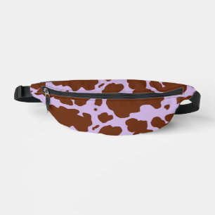 Modern Lilac Purple and Brown Cow Skin Print Fanny Pack