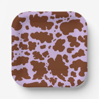 Modern Lilac Purple and Brown Cow Skin Print