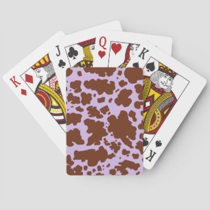 Modern Lilac Purple and Brown Cow Skin Print Poker Cards