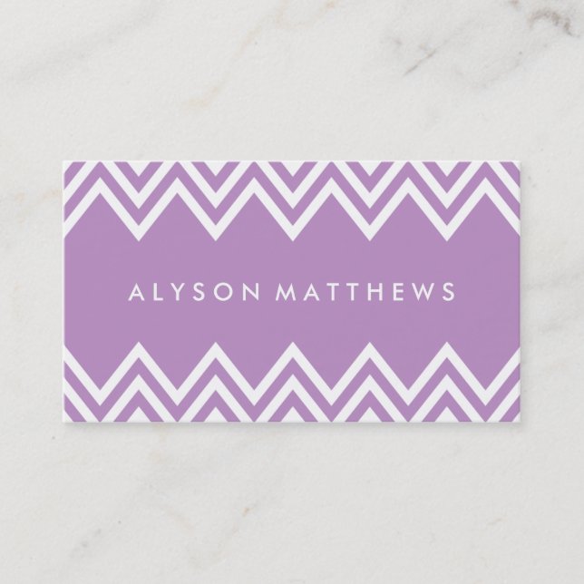 Modern Lilac Purple and White Chevron Business Card (Front)