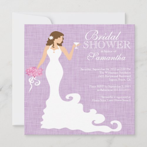 Modern Lilac Purple Bride Wine Bridal Shower Personalized Invites