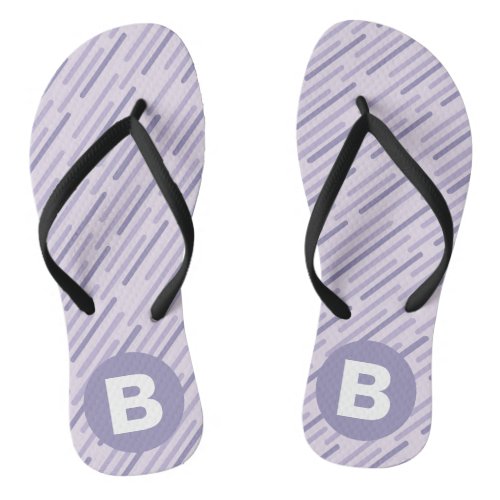 Modern Lilac Purple Diagonal Stripes Monogram Flip Flops