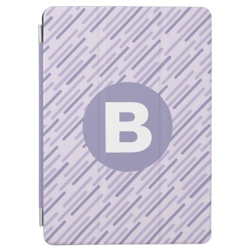 Modern Lilac Purple Diagonal Stripes Monogram iPad Air Cover