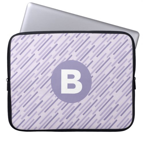 Modern Lilac Purple Diagonal Stripes Monogram Laptop Sleeve