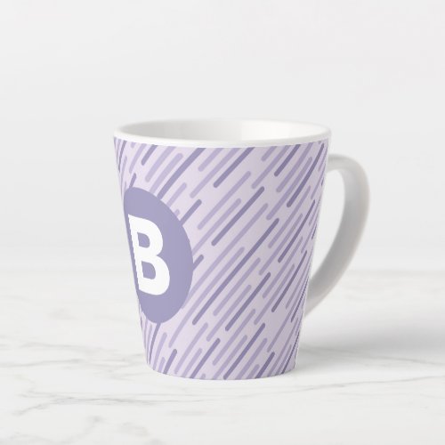 Modern Lilac Purple Diagonal Stripes Monogram Latte Mug