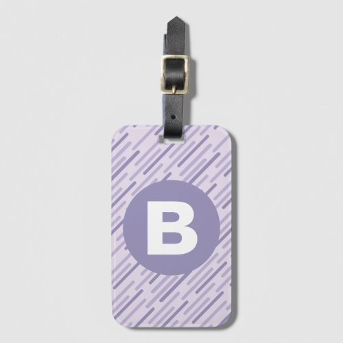 Modern Lilac Purple Diagonal Stripes Monogram Luggage Tag