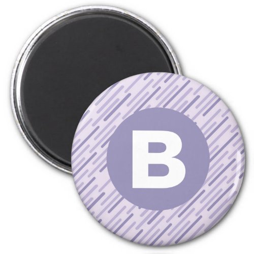 Modern Lilac Purple Diagonal Stripes Monogram Magnet