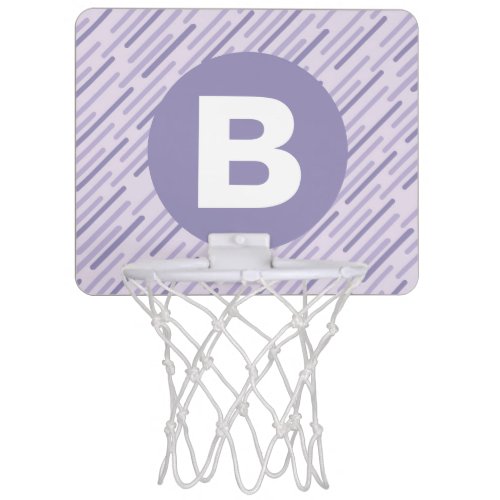 Modern Lilac Purple Diagonal Stripes Monogram Mini Basketball Hoop