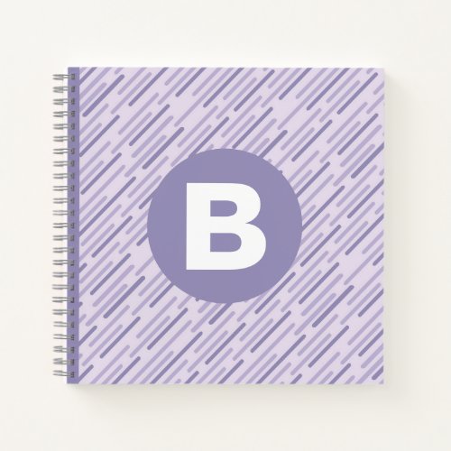 Modern Lilac Purple Diagonal Stripes Monogram Notebook