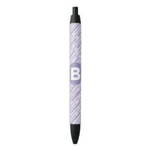 Modern Lilac Purple Diagonal Stripes Monogram Pen