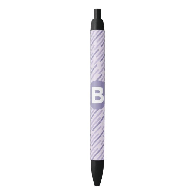 Modern Lilac Purple Diagonal Stripes Monogram Pen (Front Vertical)