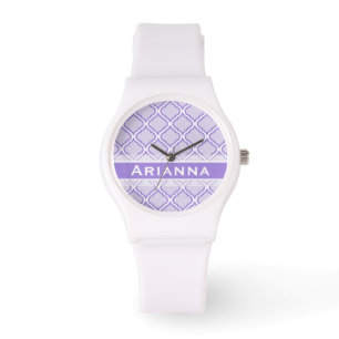 Modern Lilac Purple Moroccan Trellis Watch
