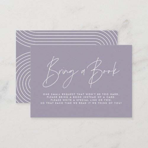 Modern lilac purple oh baby shower bring a book  note card