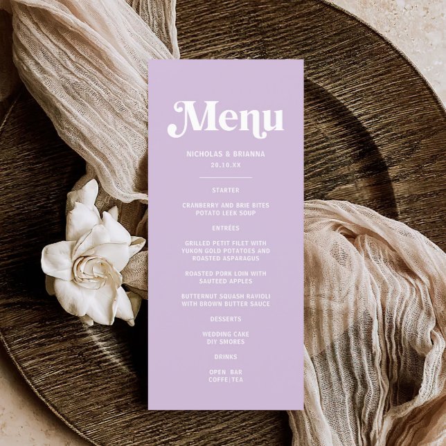 Modern Lilac Purple Wedding Menu (Creator Uploaded)