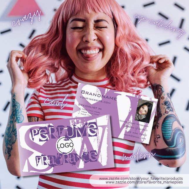 Modern Lilac Purple White Photo Logo and Monogram Business Card (Creator Uploaded)