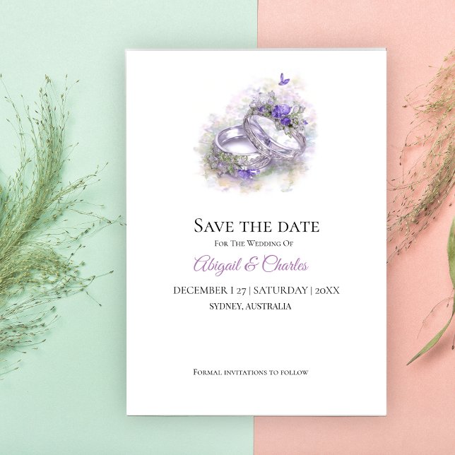 Modern lilac save the date invitation card  (Creator Uploaded)