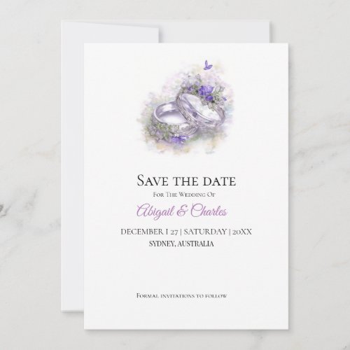 Modern lilac save the date invitation card 