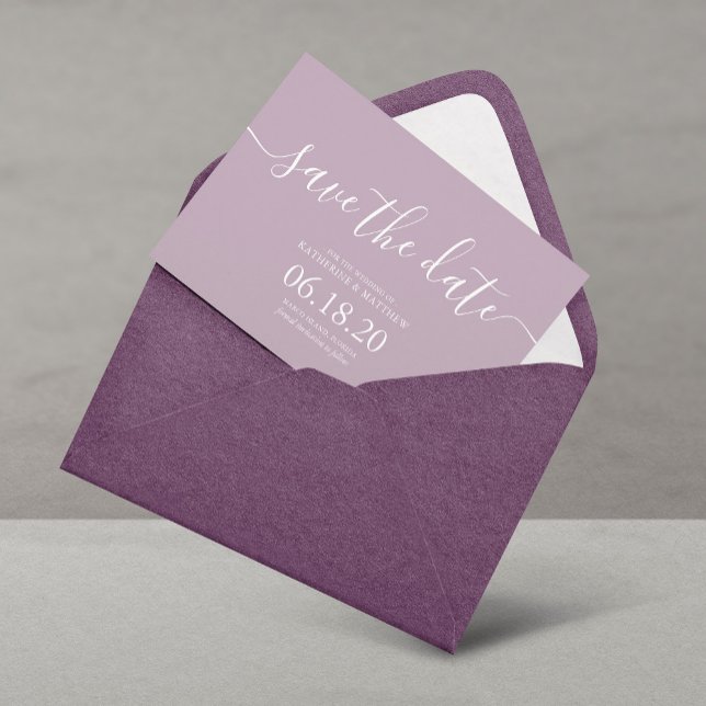 Modern Lilac Script Wedding Save the Date Cards (Creator Uploaded)