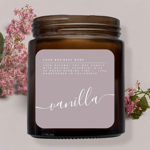 Modern lilac soy candle label 