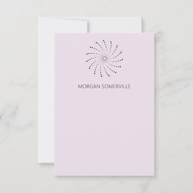 Modern Lilac Spiral Dot Elegant Note Card (Front)