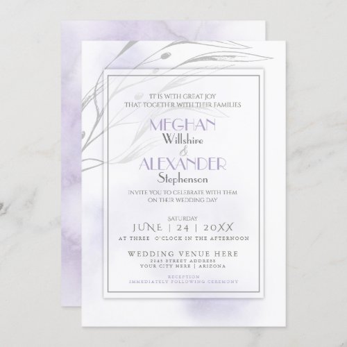 Modern Lilac Watercolor Splash Invitation