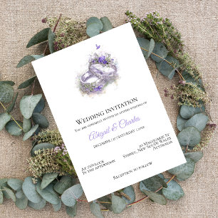 Modern lilac wedding invitation card