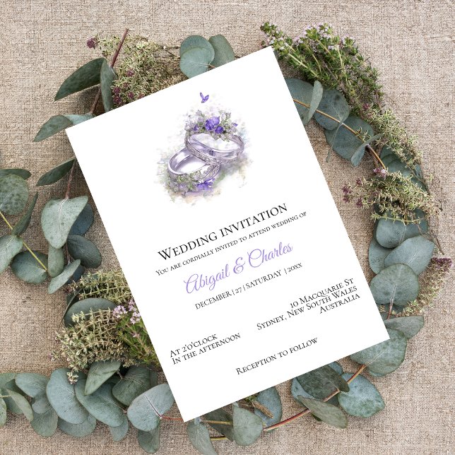 Modern lilac wedding invitation card (Creator Uploaded)