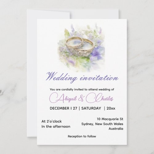 Modern lilac wedding invitation card 