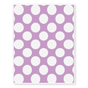 Modern Lilac White Polka Dots Pattern Temporary Tattoos