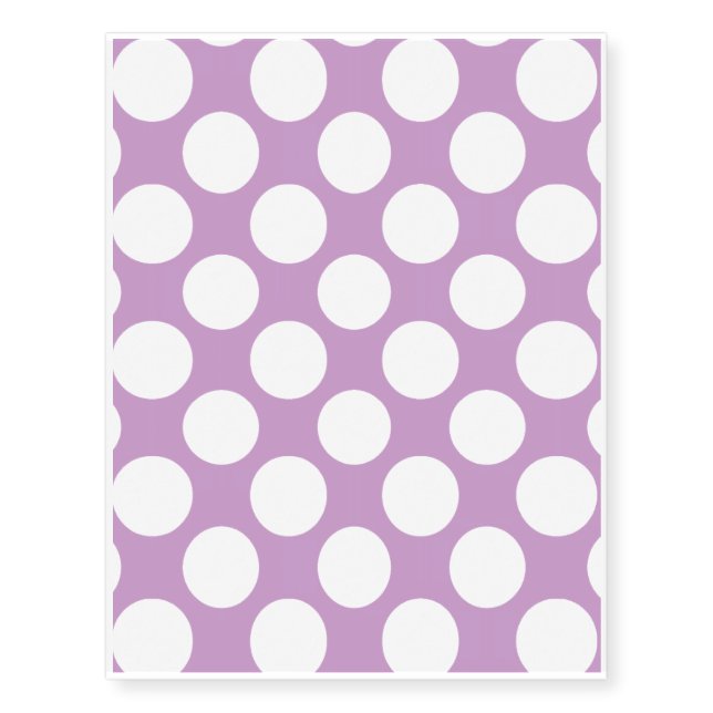 Modern Lilac White Polka Dots Pattern Temporary Tattoos (Front)