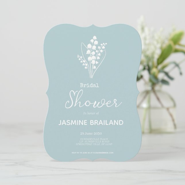 Modern Lily Of The Valley Bouquet Bridal Shower   Invitation (Standing Front)