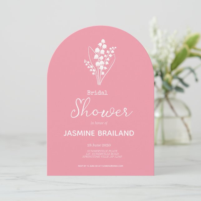 Modern Lily Of The Valley Bouquet Bridal Shower   Invitation (Standing Front)