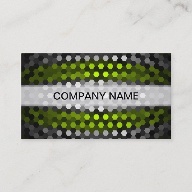 Modern Lime and Gray Hexagons Pattern Business Card (Front)