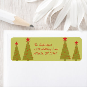 Modern Lime and Orange Christmas Trees Label