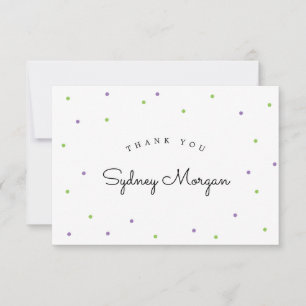 Modern Lime and Purple Polka Dots Thank You Card