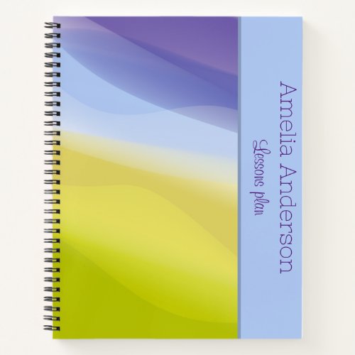 Modern lime blue lavender name Teacher Planner  Notebook