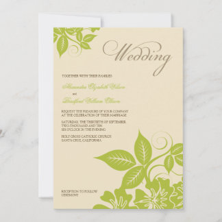 Modern Lime/Cream Floral Wedding Invitation