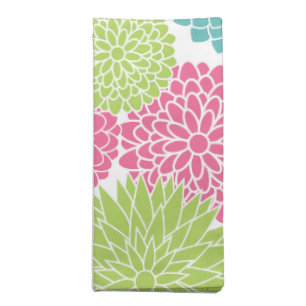 Modern Lime Green and Hot Pink Flowers Cloth Napkin