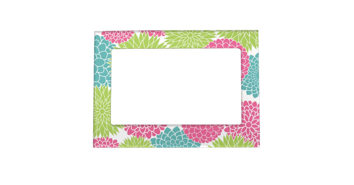 Modern Lime Green and Hot Pink Flowers Picture Frame Zazzle