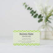 Modern Lime Green and White Chevron Pattern Business Card (Standing Front)