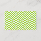 Modern Lime Green and White Chevron Pattern Business Card (Back)