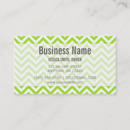 Modern Lime Green and White Chevron Pattern Business Card Template