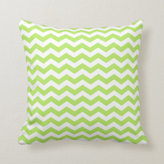 Modern Lime Green and White Chevron Throw Pillow