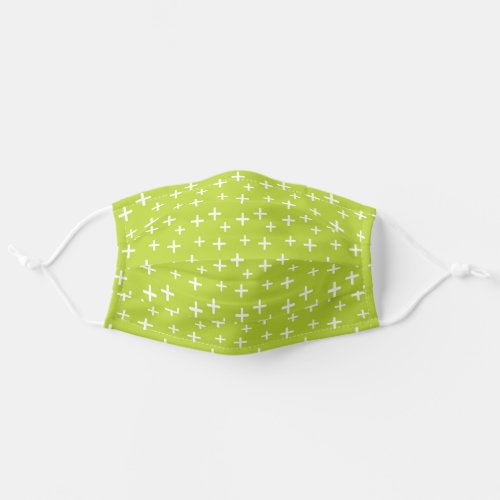 Modern Lime Green and White Cross Pattern Adult Cloth Face Mask