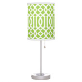 Modern Lime Green and White Trellis Pattern Table Lamp (Left)