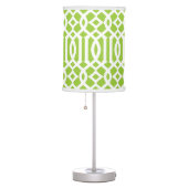 Modern Lime Green and White Trellis Pattern Table Lamp (Right)