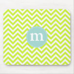 Modern Lime Green Chevron Personalized Mouse Pad at Zazzle