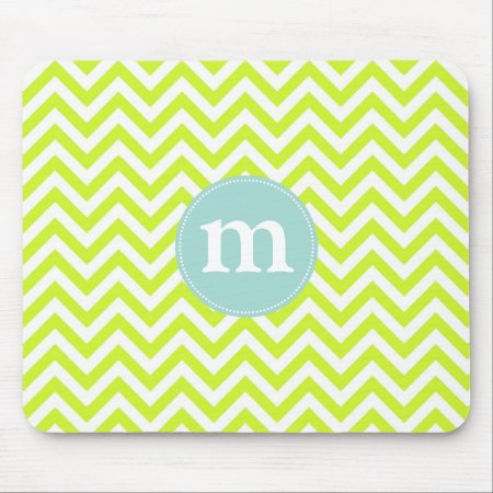 Modern Lime Green Chevron Personalized Mouse Pad