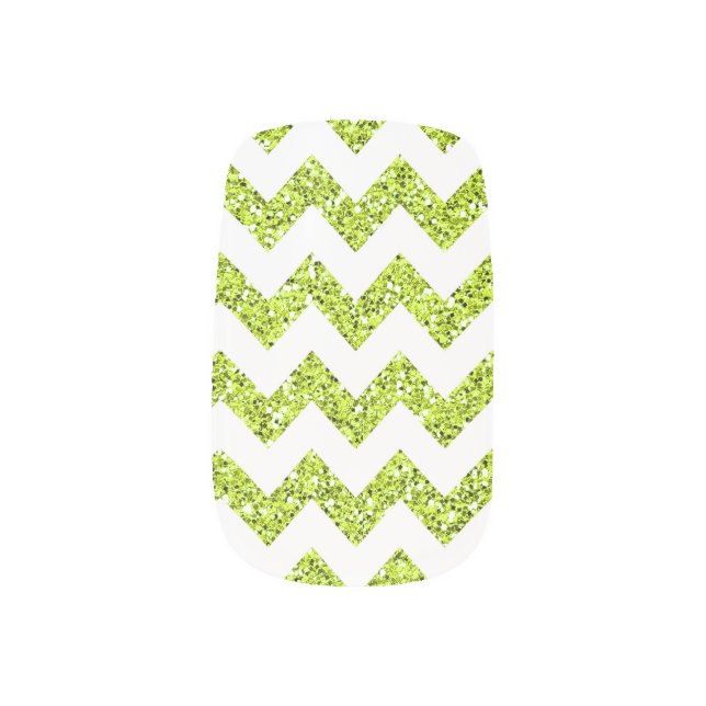 Modern Lime Green Chevron Zig Zag Minx Nail Wraps (Left Thumb)
